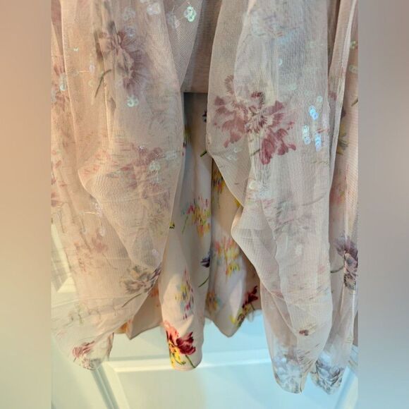 Needle & Thread sequin mini dress with sheer sleeves in dusty mauve US2/XS - Picture 9 of 10